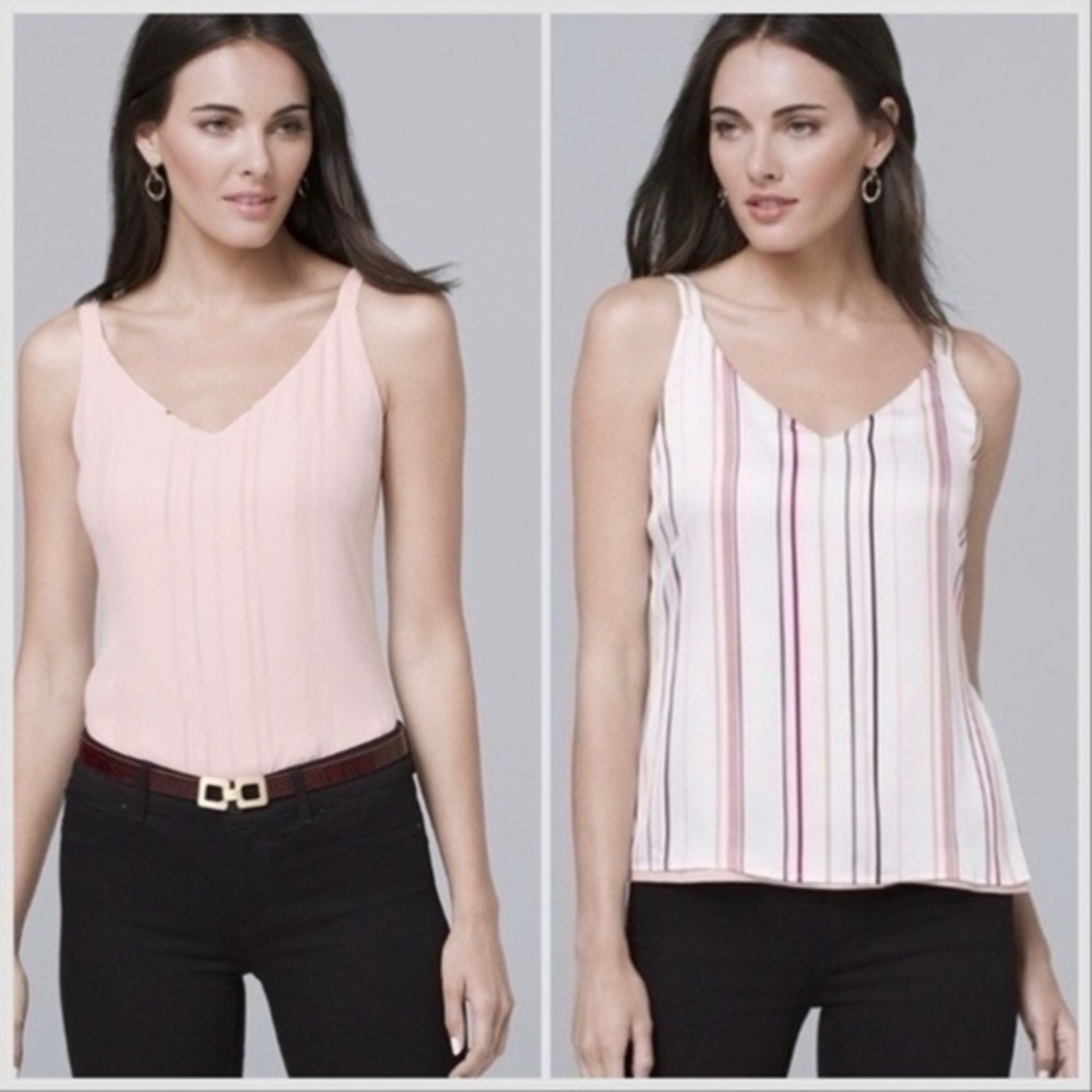 Reversible wear it one way for Solid pink or reverse for Stripes very nice top